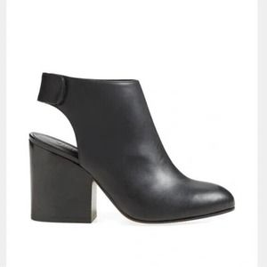 Vince Ingrid Black Leather Slingback Ankle Bootie Boot Round Toe Block 3…